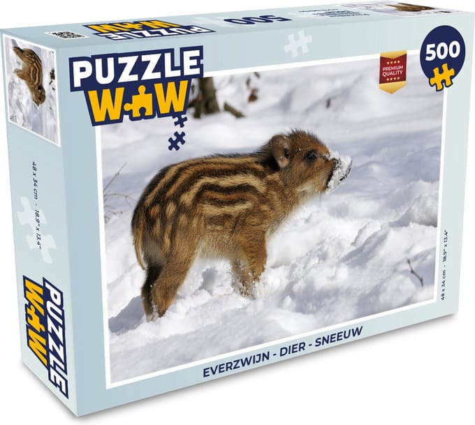 Puzzel Everzwijn - Dier - Sneeuw - Legpuzzel - Puzzel 500 stukjes