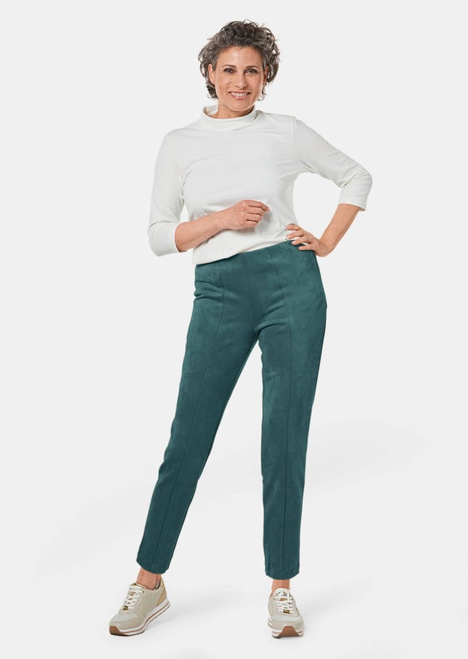 Moderne legging van trendy imitatiesuède - smaragd - Gr. 46 van Goldner Fashion