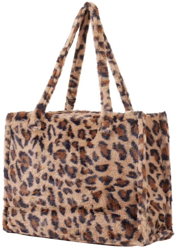 Fake fur shopper - Leopard - 36 x 29 x 13.5 Centimeter - Cosy, warm - Damesdingetjes