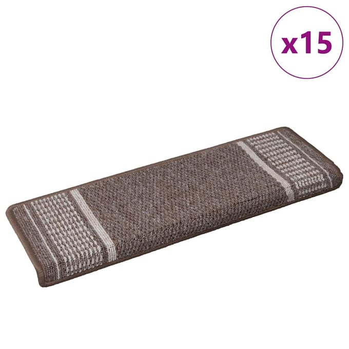 vidaXL - Zelfklevende - trapmatten - 15 - st - 65 - x - 21 - x - 4 - cm - Anti-slip - Bruin