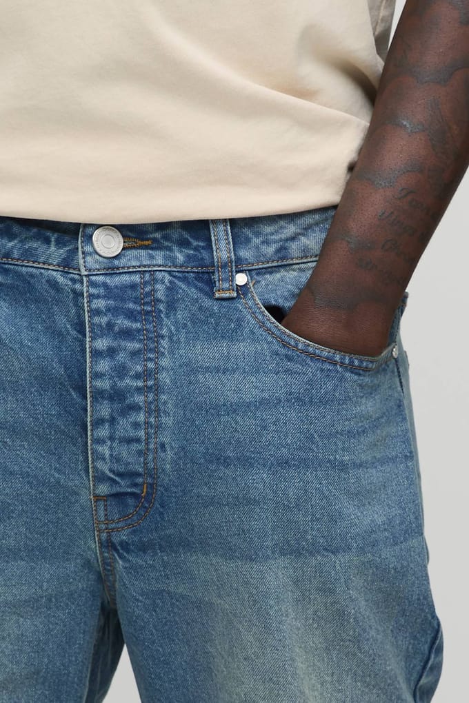 Essential Slim Flare Rigid Washed Jeans | Antique Blue | Size 52S