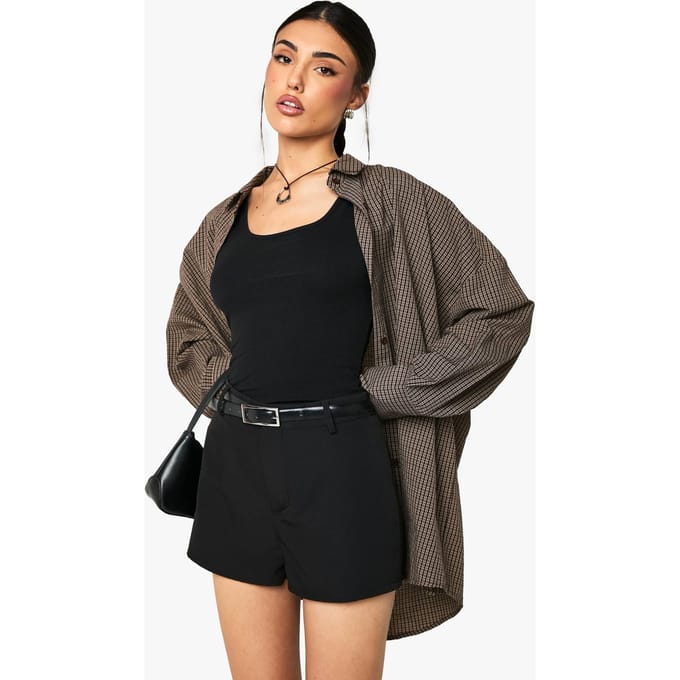 boohoo Dames Tailored Mini Shorts | Zwart | Maat: 36