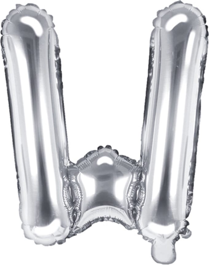 Partydeco - Folieballon Zilver Letter W (35 cm)