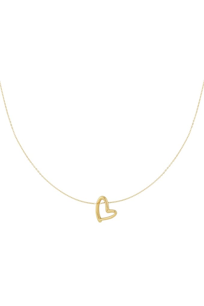 Yehwang damesketting goudkleurig - Mini Hart Hanger - Roestvrij staal - 41 cm