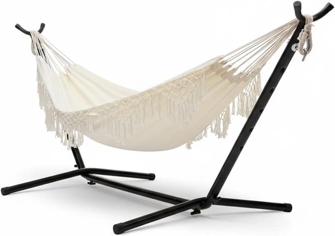 Hangmat met Standaard - Luxe Hangmat - Ontspannen in de tuin - Robuuste Standaard