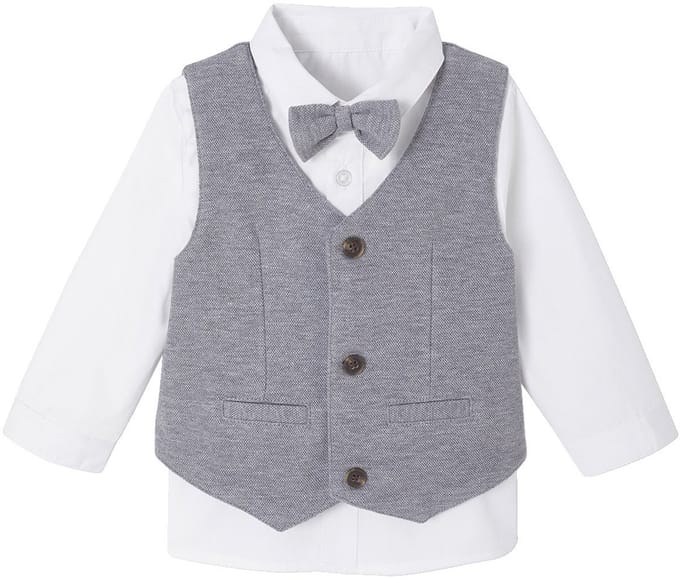 Vertbaudet Babyset voor jongens met hemd, vlinderdas en vest
