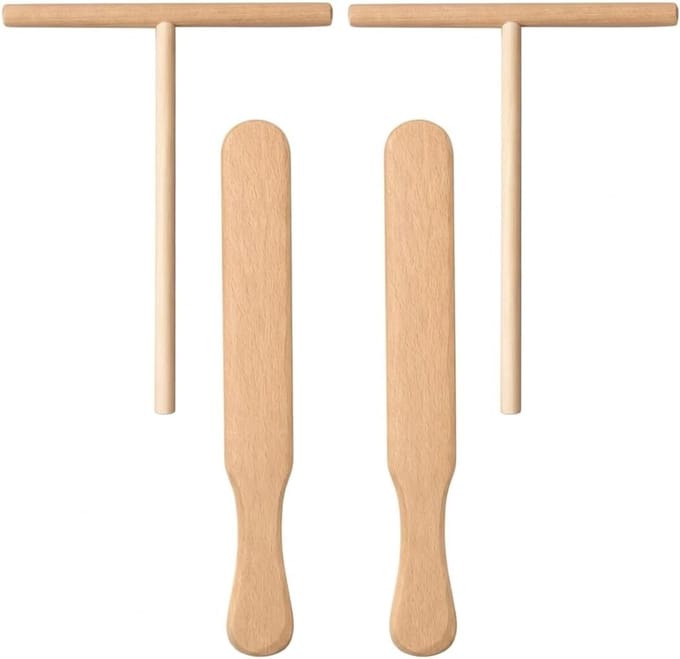 Solidchoice - 4-delige Crepes Divider Set van Beukenhout