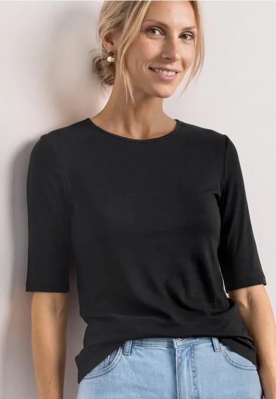 Basic Shirt met ronde hals in Unifarbe