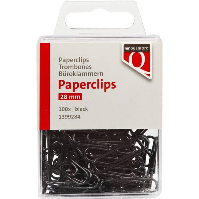Paperclip Quantore 28mm 100 stuks zwart