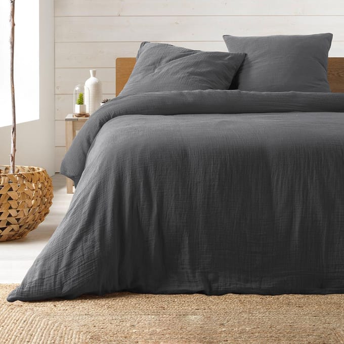 Dekbedovertrek Uni Grey 260 cm x 240 cm