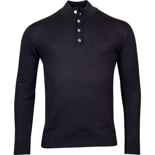 Thomas Maine Trui Buttons Single Knit Merino Navy / male