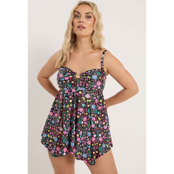 Yours Zwarte Tankinitop Met Schelpenprint Size 42