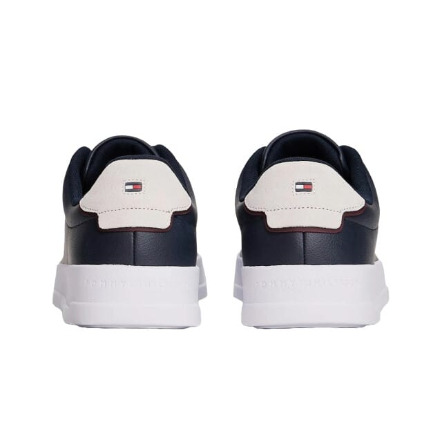sneakers van leermix met labeldetails