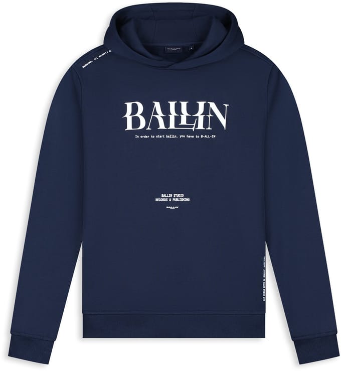 Ballin Amsterdam - Heren Regular fit Sweaters Hoodie LS - Navy - Maat M