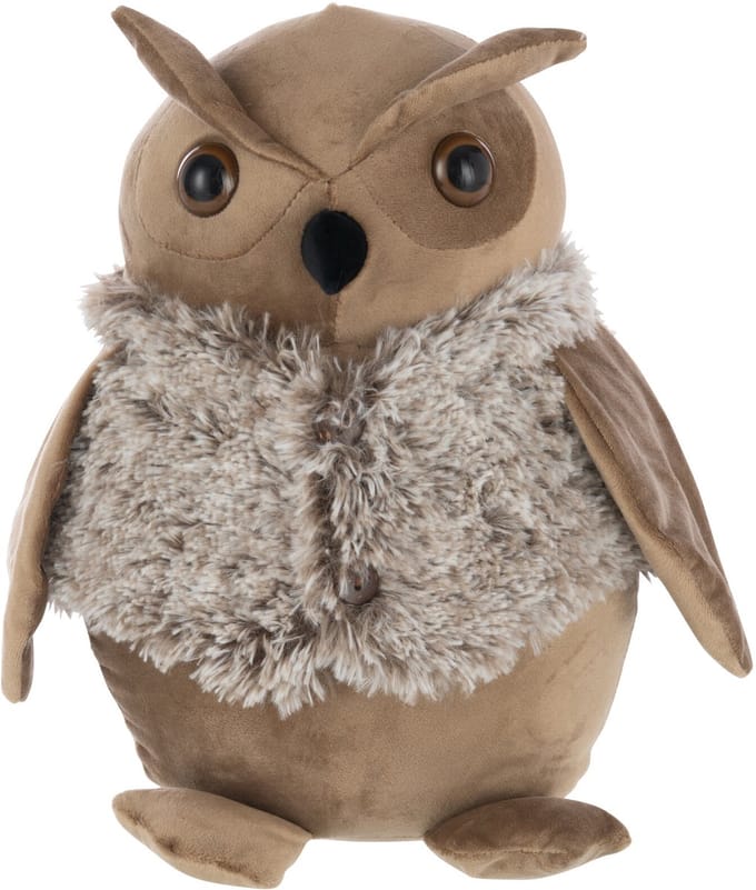 J-Line deurstopper Uil + jas - polyresin - beige