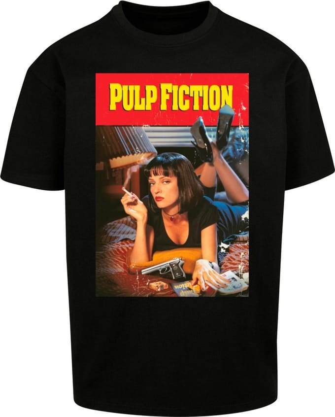 Merchcode Pulp Fiction - Poster Oversize Heren Tshirt - XS - Zwart