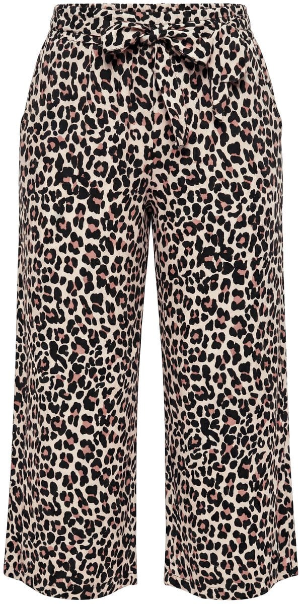 MIAMODA - Dames - Culotte wijde pijpen luipaardpatroon elastische tailleband - Vanille - Maat 52