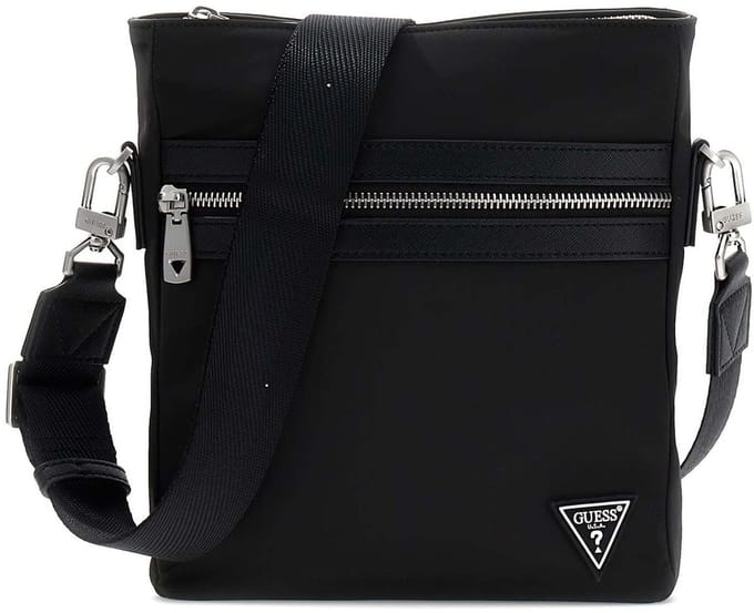 GUESS schoudertas Berlin Crossbody Flat Black zwart