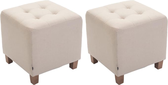 CLP Pharao Set van 2 hockers - Kruk - Vierkant - antiek-licht - creme