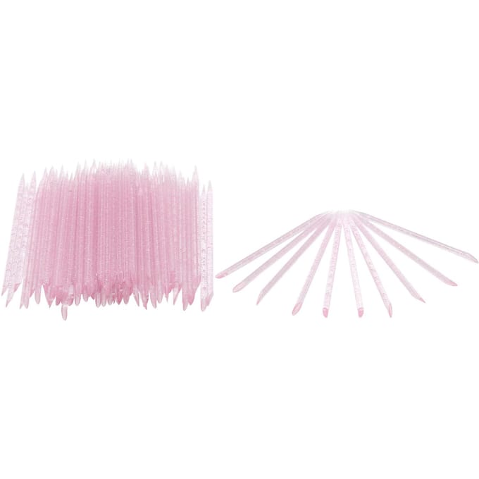 Lot de 100 bâtonnets de repousse-cuticules jetables à double extrémité pour manucure et pédicure Pinkish