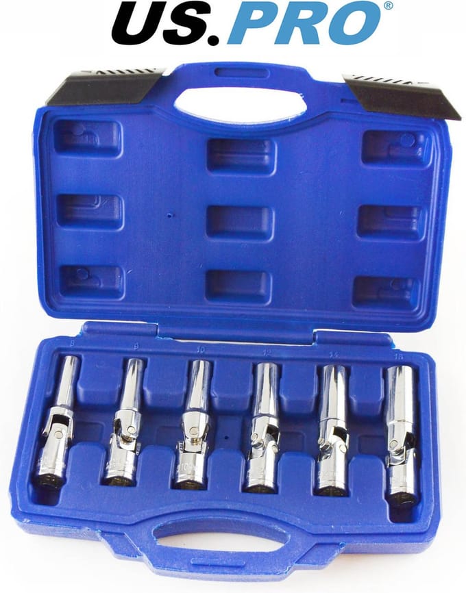 Gloeibougie/ gloeiplug doppenset 3/8" 6-delig