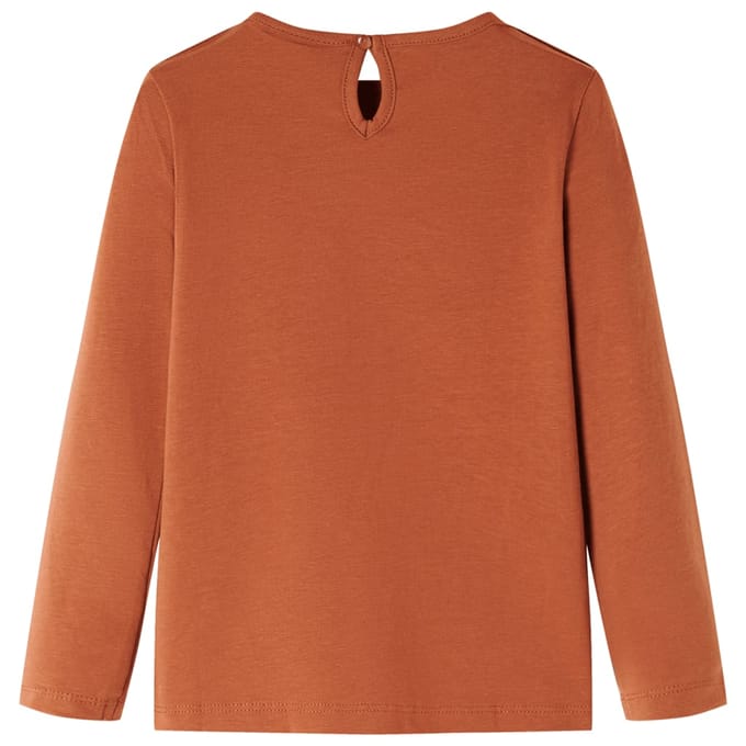 vidaXL - Kindershirt - met - lange - mouwen - 140 - cognackleurig