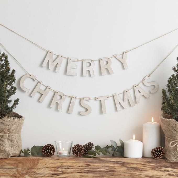 Ginger Ray - Rustic Christmas - Houten MERRY CHRISTMAS slinger