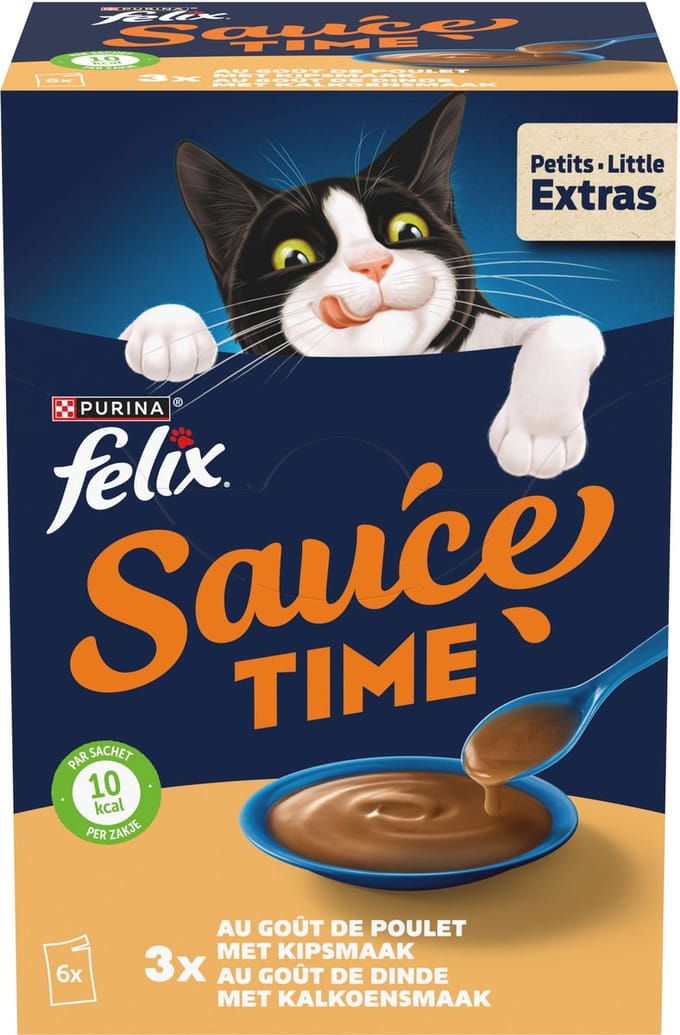 Felix Kattensnack Sauce Time - Kip & Kalkoen - 4 x 6x40g