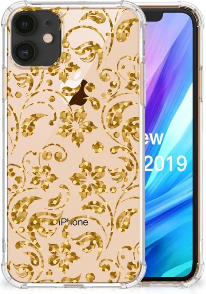 Apple iPhone 11 Case Gouden Bloemen