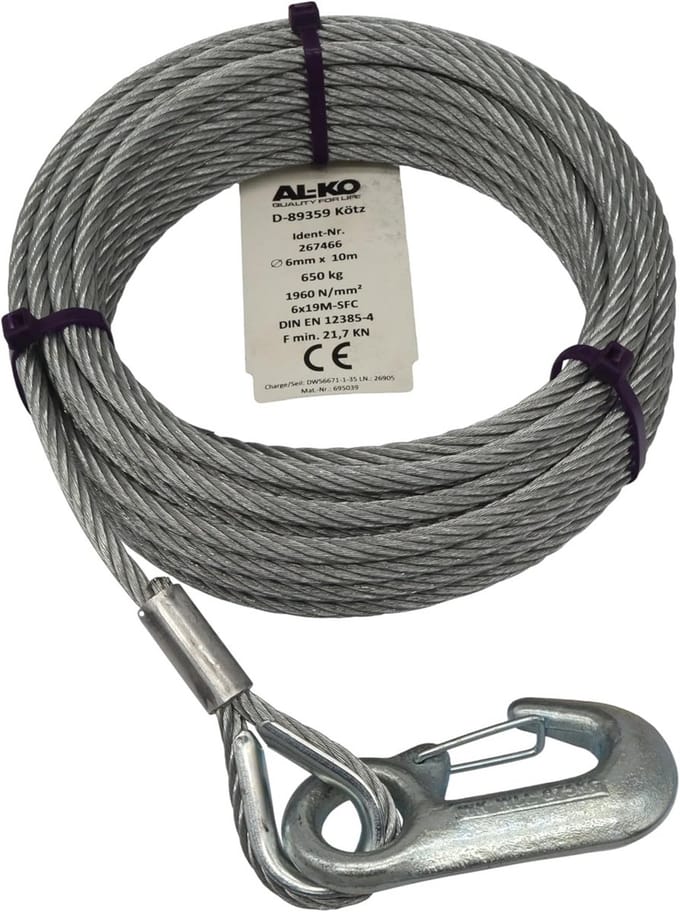 Stalen Kabel met Haak 6mm 10m voor Lier ATV Quad en Garage