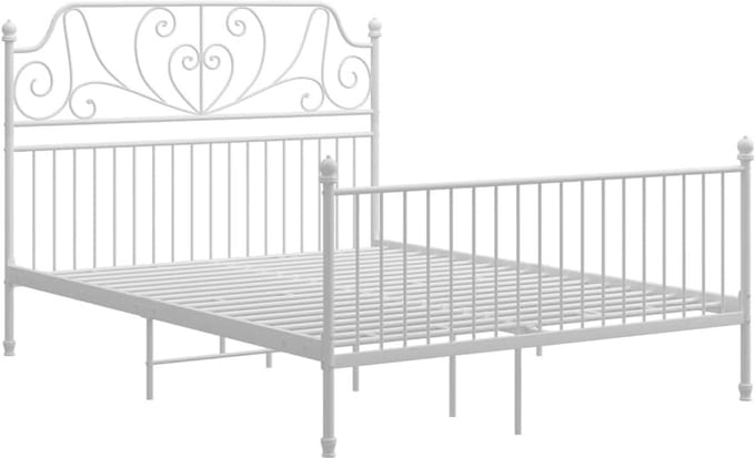 Metalen Bedframe - Eenpersoons Bed - Goede Nachtrust - Solide Constructie - 140x200 cm - Wit