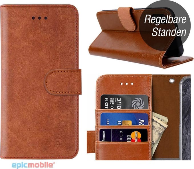 Hoesje geschikt voor Samsung Galaxy note - Book Case - Luxe Portemonnee Hoes - Bruin - Epicmobile