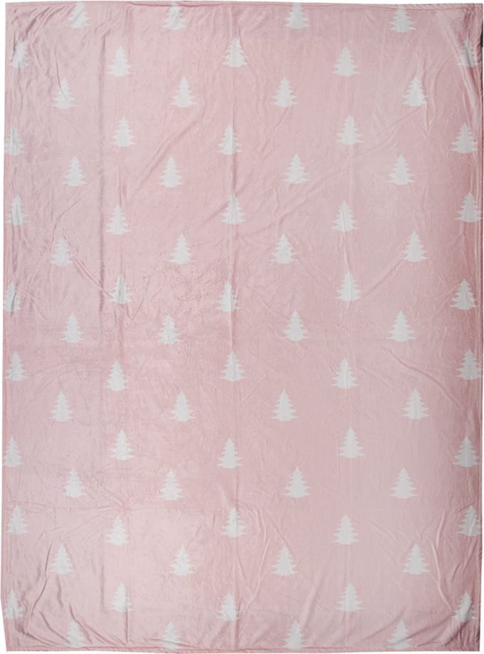Clayre & Eef Plaid 130x170 cm Roze Wit Polyester Kerstbomen