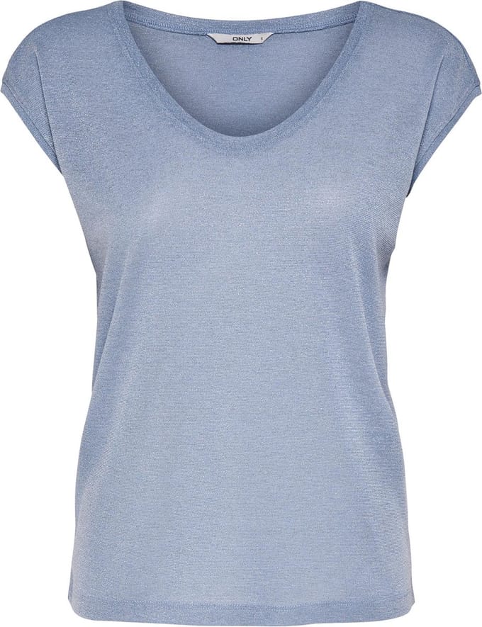 ONLY- ONLSILVERY S/S V NECK LUREX TOP JRS NOOS - Dames - T-shirt
