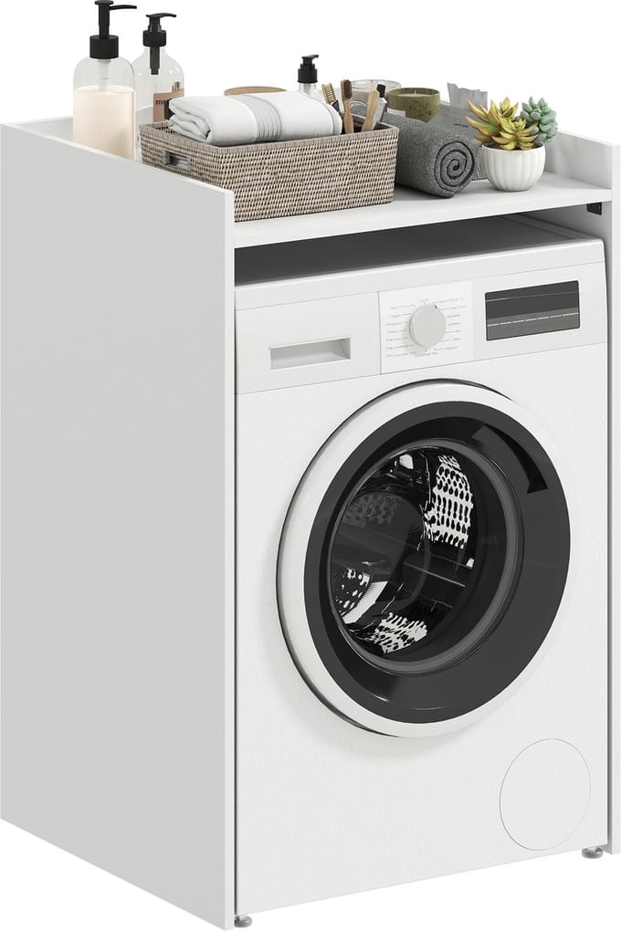 Homcom Bathroom Floor Cabinet-MDF-64L x 60B x 97,5H cm-Wit