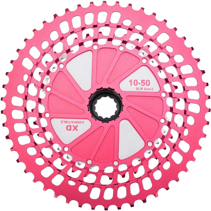 Cassette de Vélo Ultra Légère 10 à 50D 12 Vitesses CNC Creuse Remplacement de Cassette de Vélo pour Corps de Roue Libre XD Red Silver pink