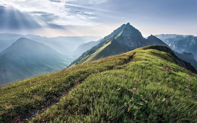 Komar Pure | green vein | berglandschap | fotobehang op vlies 400x250cm