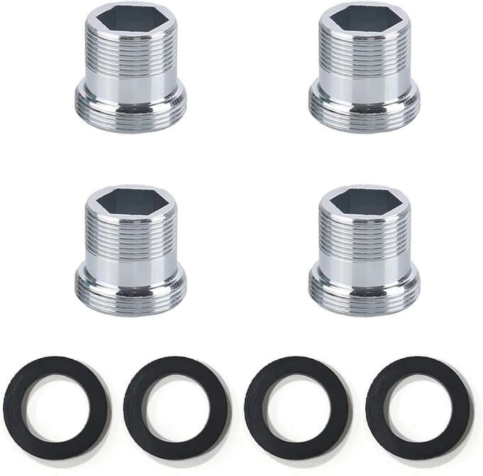 Allecto Plus - 4 stuks Schroefdraadadapters voor Kraan Instelling - Metaal - Aansluiten - Rubberen Afdichting - M18 en M22 Buitendraad