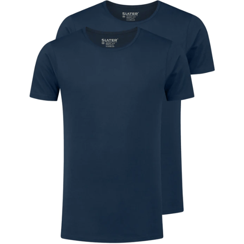 Slater 2-pack T-shirt Basic Extra Lang O-neck Donkerblauw (navy) - Maat 4XL - Heren - Extra lange T-shirts