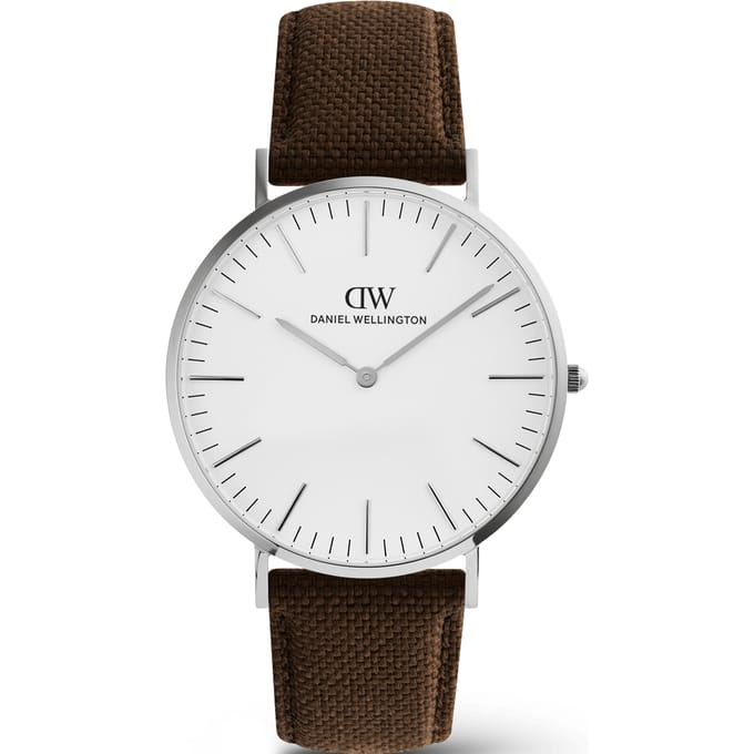 Daniel Wellington DW Watch Classic Brown Canvas Silver 40mm