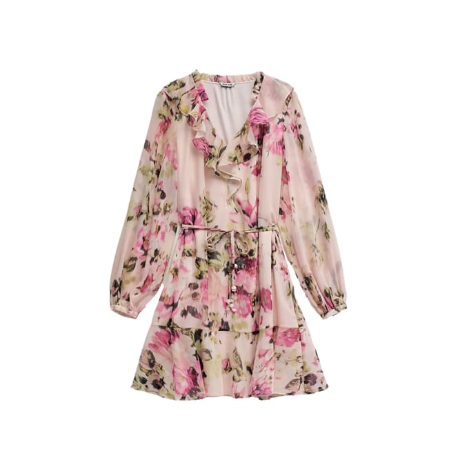 Bloemmotief lange mouwen jurk vrouw Salsa Jeans