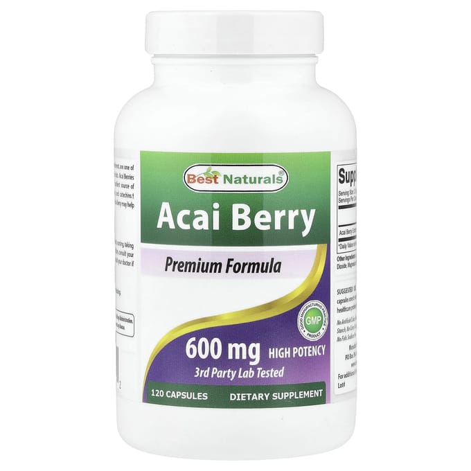 Best Naturals, Baie d'Açaï, 600 mg, 120 Gélules
