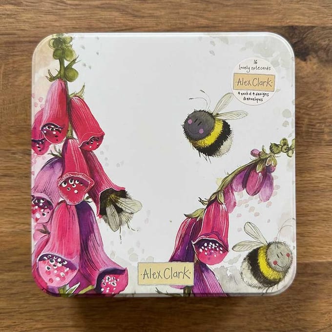 Alex Clark Busy Bees Notecard Tin ~ Kaarten in blik afbeelding Bijen en Bloemen