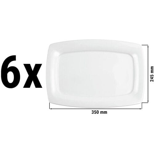 (6 stuks) SELTMANN WEIDEN Gourmetbord hoekig - 355x245mm - Wit/Uni