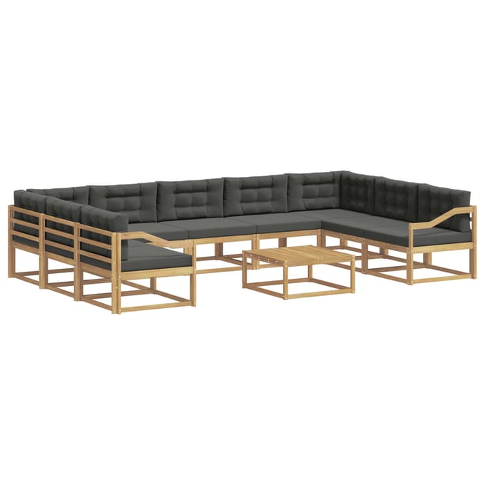vidaXL - Buiten - bank - set - 10 - st - 9-zits - Wit - en - antracietkleurig