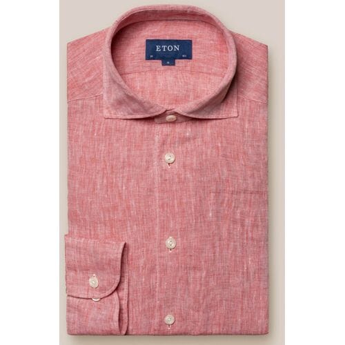 Eton Overhemd Slim Uni Linnen Wide Spread Collar Rood / male
