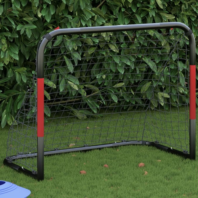 vidaXL - Voetbaldoel - met - net - 90x48x71 - cm - staal - rood - en - zwart