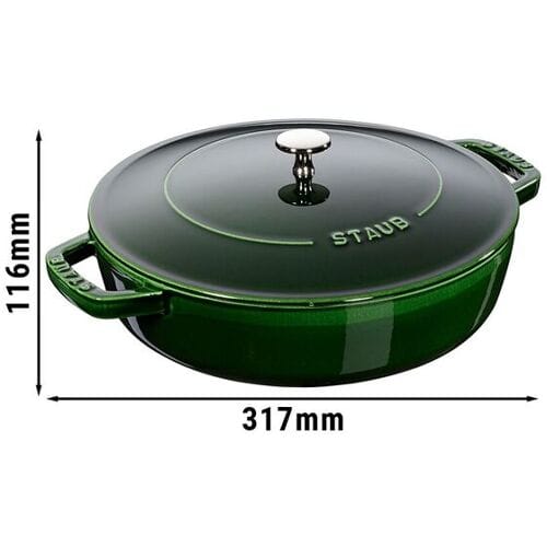STAUB BRAISERS - Sauteerpan met Chistera Drop Structure - 240mm - Gietijzer - Basilicumgroen