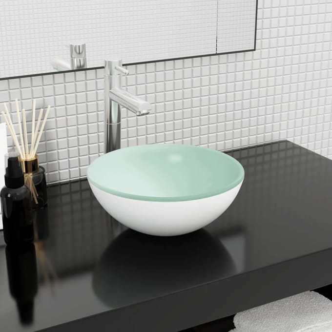 vidaXL - Wasbak - 30x12 - cm - gehard - glas - wit