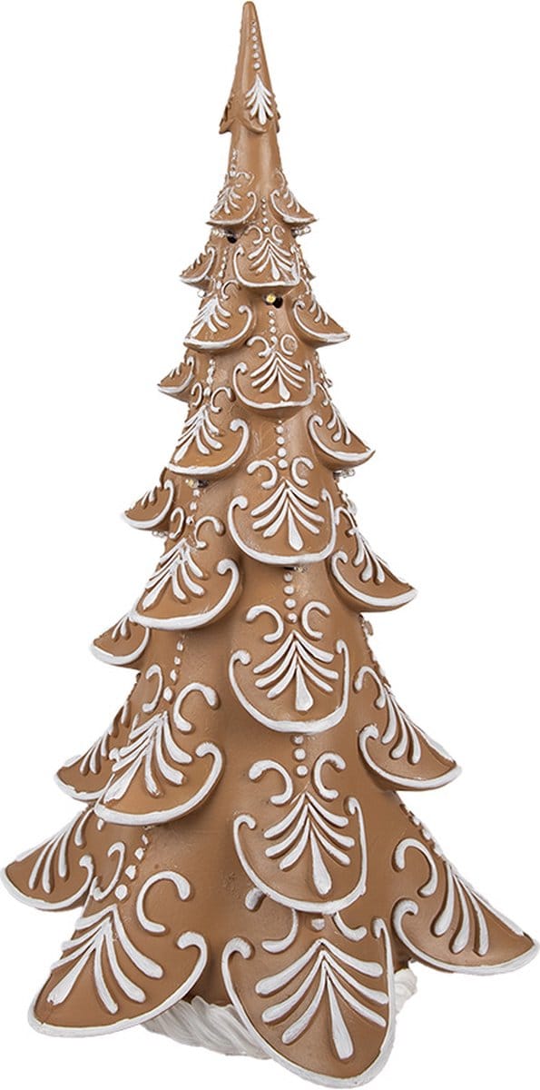 Clayre & Eef Kerstdecoratie met LED-verlichting Kerstboom 42 cm Bruin Kunststof